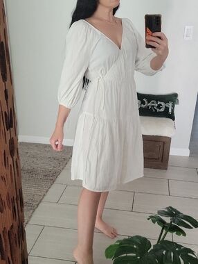 T.J.Maxx White Wrap Tiered Midi Dress